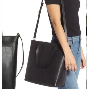 MADEWELL The Zip-Top Medium Transport Leather Tote, BLACK NEW